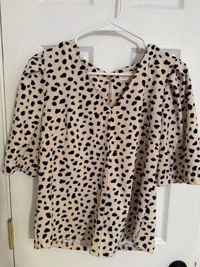 Meloday Cream with Black Abstract Polka Dot print top
